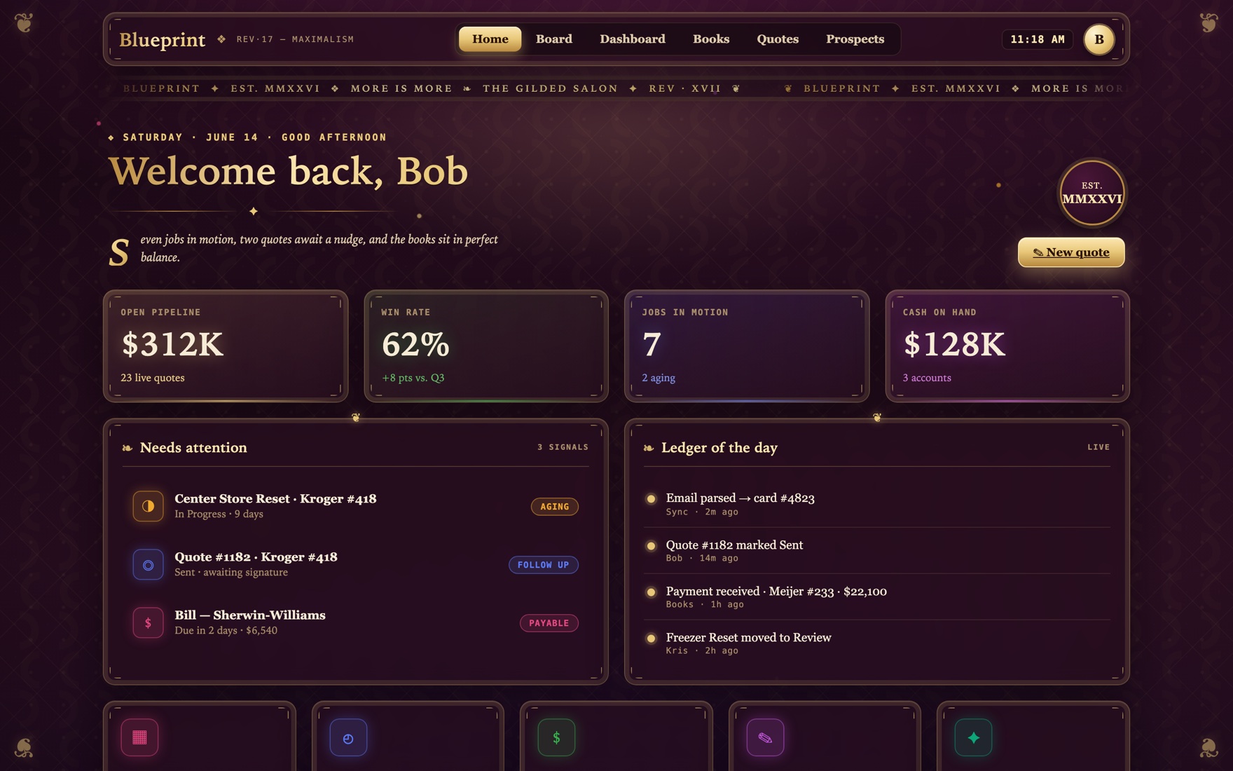 Maximalist gilded interface exploration